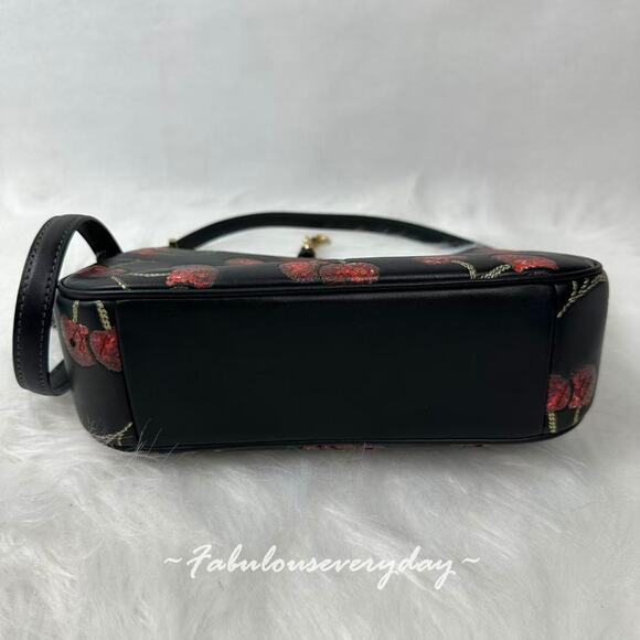 Coach Teri Shoulder/Crossbody Bag With Cherry Print Leather/Gold/Black CCZ16 NWT - Picture 5 of 7